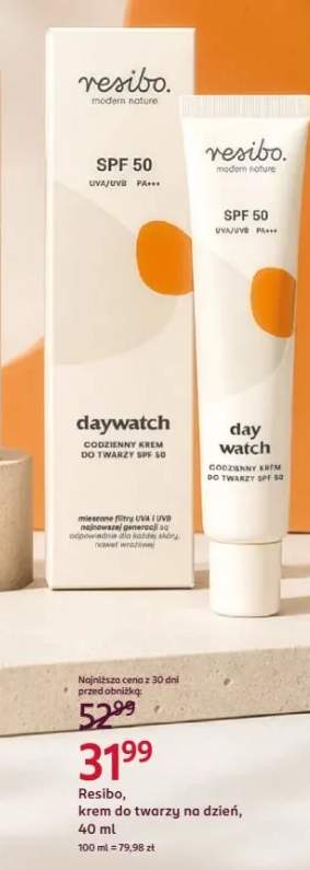 Krem do twarzy na dzień codzienny SPF 50 Resibo daywatch