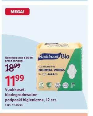 Podpaski higieniczne biodegradowalne Vuokkoset Bio Normal Wings