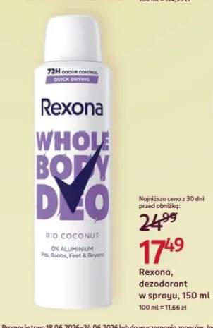 Dezodorant w sprayu Rexona Whole Body Deo Rio Coconut